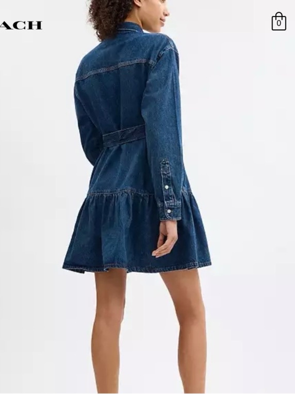 Coach Indigo Denim Shirt Dress with Waist Tie - Picture 3 of 9